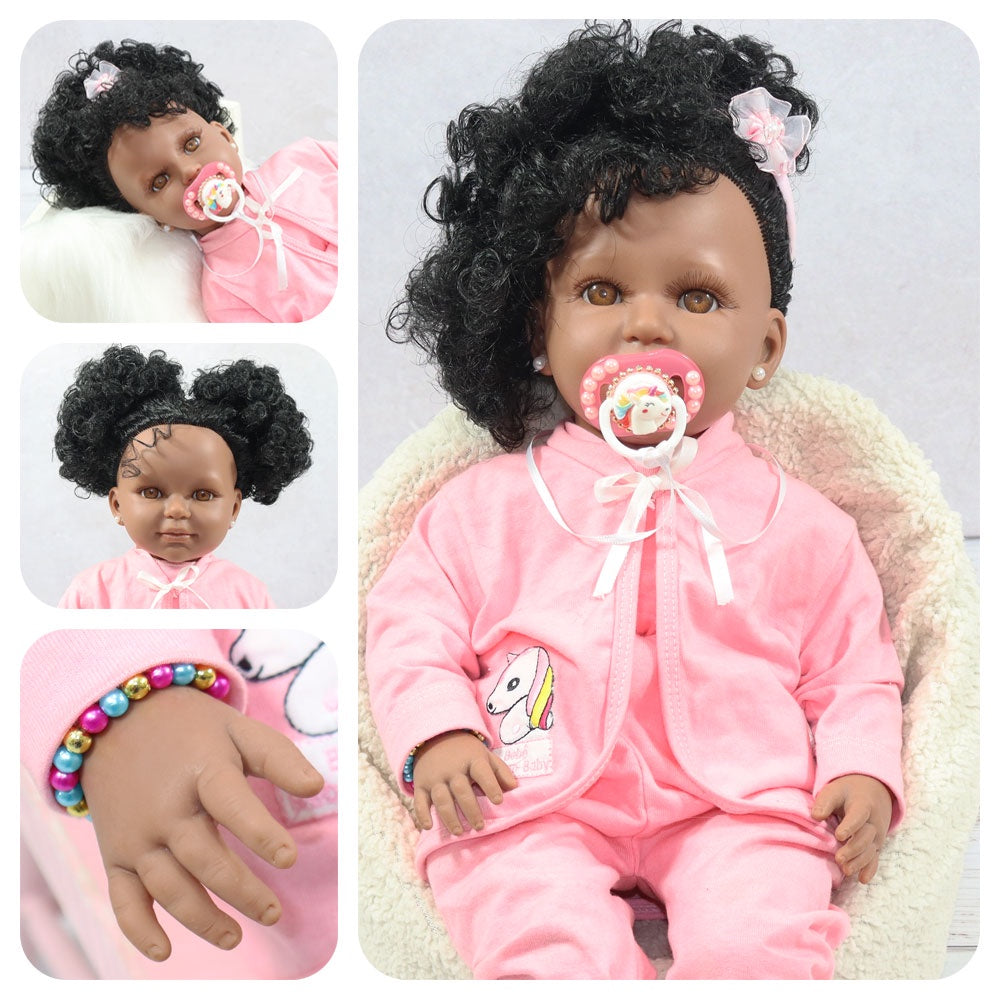 Boneca Bebê Reborn Princesa Negra Morena Loira – Mega Mulher store