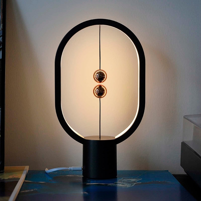 Mini Luminária de Mesa Elipse recarregável por Usb Mega Mulher store Preto 